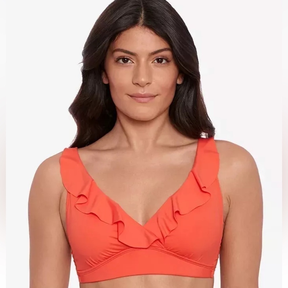 Lauren Ralph Lauren Beach Club Solid Ruffle
Bikini Top - Sunset swimming top 12
